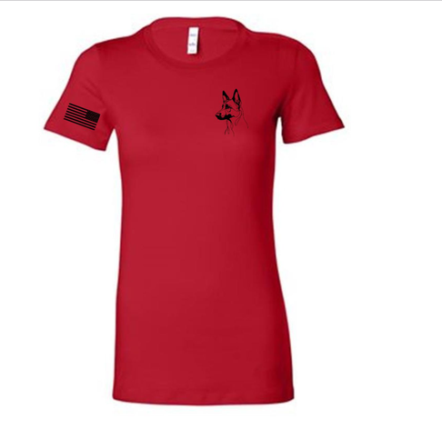 Warrior Tee — Red (Women's) — MALINOIS · LEFT CHEST