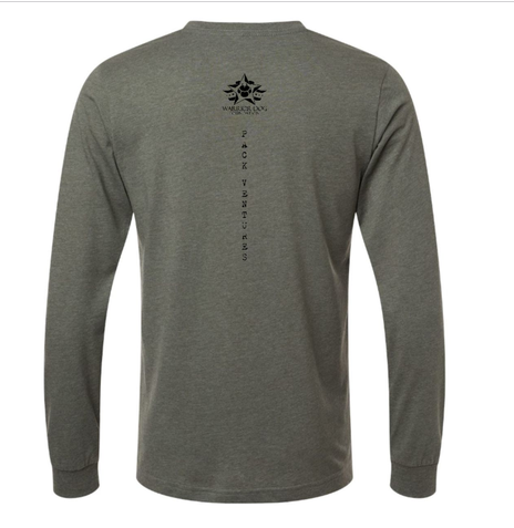 Warrior Long Sleeve — Olive — Back spine print